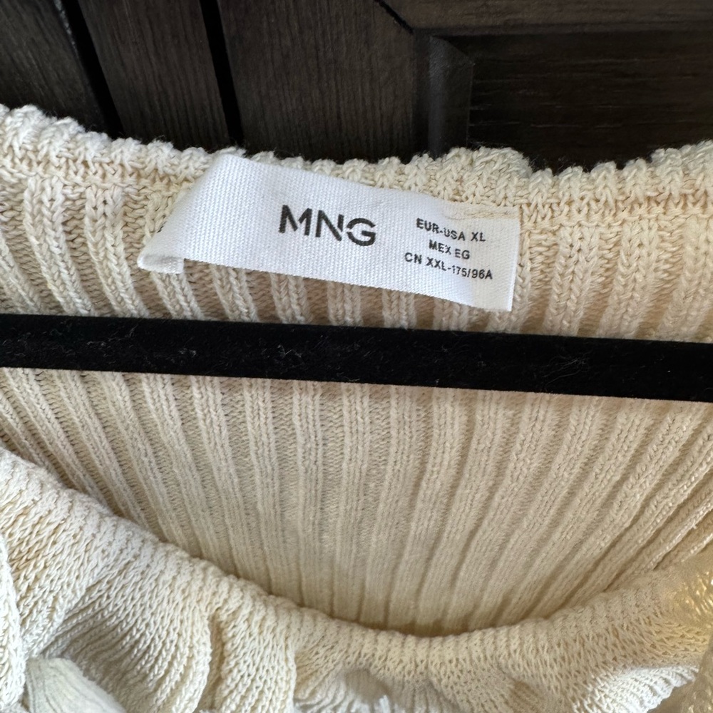 Mango Cream Ruffle Knit Tank Top - Picture 2 of 4